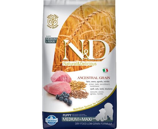 FARMINA N&D ANCESTRAL GRAIN PUPPY MEDIUM&MAXI LAMB DRY DOG FOOD - 12 KG