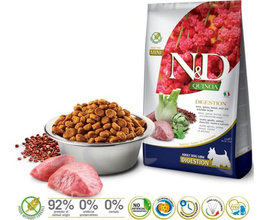 FARMINA N&D QUINOA DOG DIGESTION LAMB ADULT MINI - DRY DOG FOOD - 2.5 KG