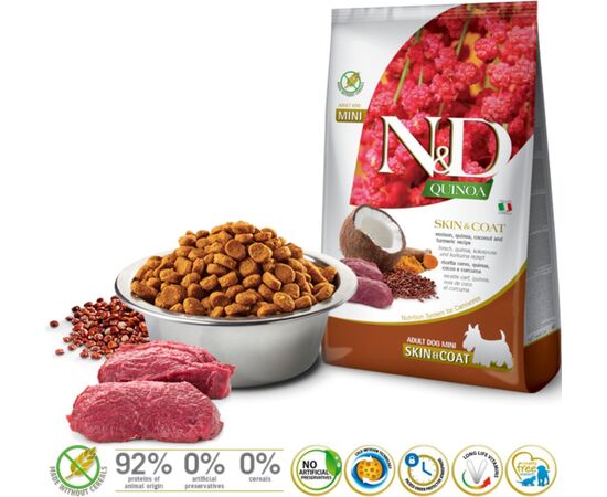 FARMINA N&D QUINOA DOG SKIN&COAT, VENISON, COCONUT ADULT MINI 800G