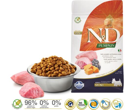 FARMINA N&D PUMPKIN DOG LAMB & BLUEBERRY ADULT MINI - DRY DOG FOOD - 800 G