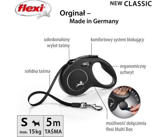FLEXI NEW CLASSIC 5 M BLACK DOG RETRACTABLE LEAD