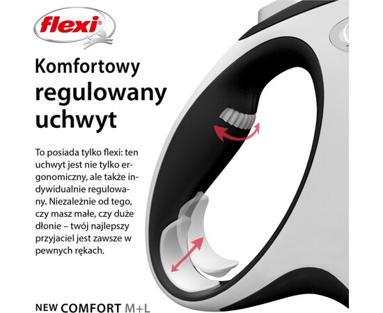 FLEXI NEW COMFORT 8 M BLACK, GREY DOG RETRACTABLE LEAD