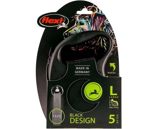 FLEXI BLACK DESIGN L 5 M DOG RETRACTABLE LEAD