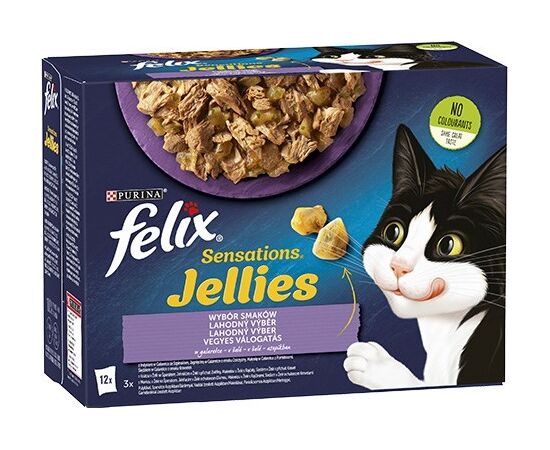 PURINA NESTLE PURINA FELIX SENSATIONS MIX TURKEY, MACKEREL, LAMB, HERRING - WET CAT FOOD - 12X85 G