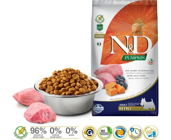FARMINA N&D GF PUMPKIN DOG LAMB&BLUEBERRY ADULT MINI 7KG