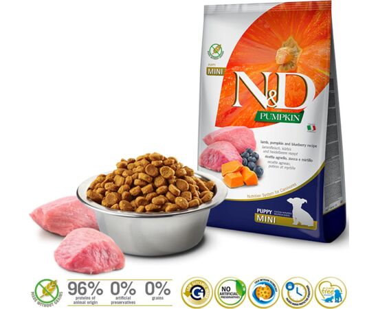 FARMINA N&D GF PUMPKIN DOG LAMB&BLUEBERRY PUPPY MINI 7KG