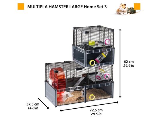 FERPLAST MULTIPLA HAMSTER LARGE - CAGE FOR RODENTS - 107,5 X 37,5 X 42 CM