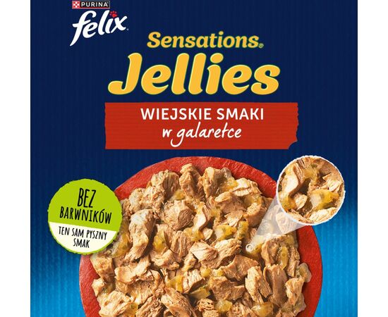 PURINA NESTLE FELIX SENSATIONS - BEEF WITH TOMATO AND CHICKEN WITH CARROT IN JELLY - WET FOOD FOR CATS - 4 X 85G