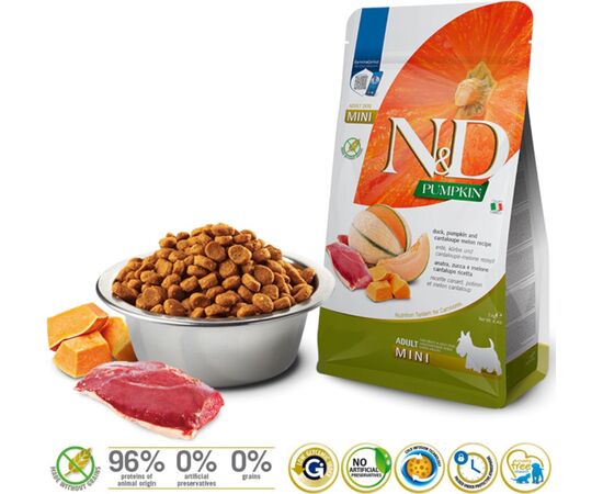 FARMINA N&D PUMPKIN DOG DUCK PUMPKIN & CANTALOUPE ADULT MINI 2KG