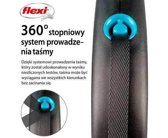 FLEXI AUTOMATIC LEASH BLACK DESIGN S 5 M, BLUE