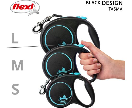FLEXI AUTOMATIC LEASH BLACK DESIGN M 5 M, BLUE