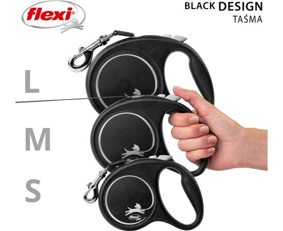FLEXI BLACK DESIGN L 5 M DOG RETRACTABLE LEAD