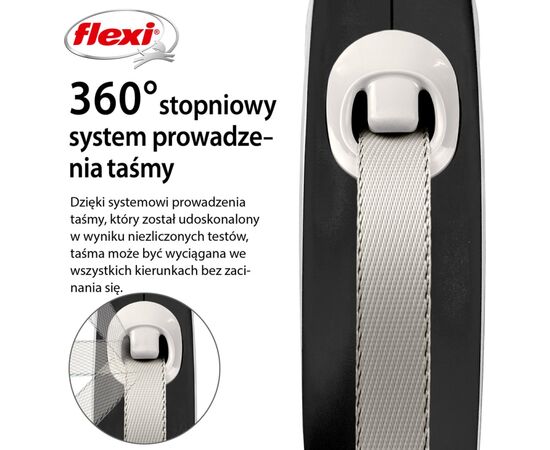 FLEXI NEW COMFORT 8 M BLACK, GREY DOG RETRACTABLE LEAD
