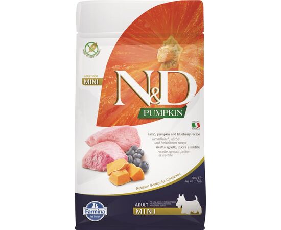 FARMINA N&D PUMPKIN DOG LAMB & BLUEBERRY ADULT MINI - DRY DOG FOOD - 800 G