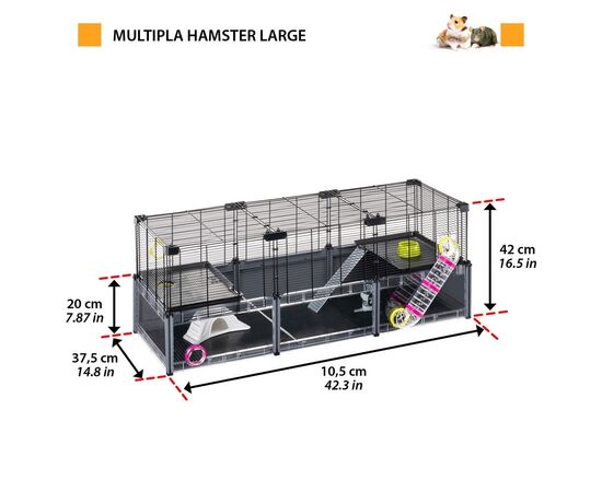 FERPLAST MULTIPLA HAMSTER LARGE - CAGE FOR RODENTS - 107,5 X 37,5 X 42 CM