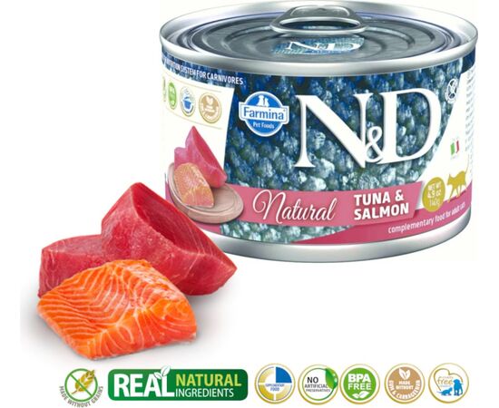 FARMINA N&D CAT NATURAL TUNA&SALMON - WET CAT FOOD - 140 G