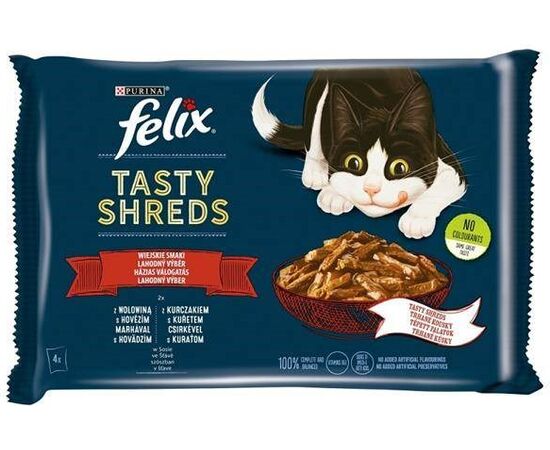 PURINA NESTLE FELIX TASTY SHREDS WITH BEEF AND CHICKEN - 4X 80G