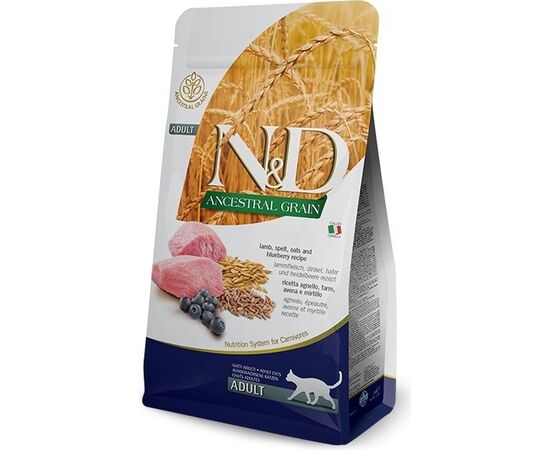 FARMINA N&D ANCESTRAL GRAIN CAT LAMB. SPELT. OATS AND BLUEBERRY ADULT  5KG