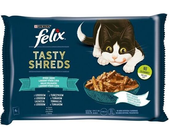PURINA NESTLE FELIX TASTY SHREDS WITH SALMON AND TUNA - 4X 80G