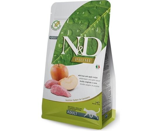 FARMINA N&D PRIME CAT WILD BOAR & APPLE ADULT - DRY CAT FOOD - 5 KG