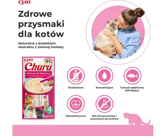 INABA CHURU TUNA WITH SHRIMP FLAVOUR - CAT TREATS - 4X14 G