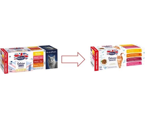 BUTCHER'S DELICIOUS DINNERS JUMBO PACK - WET CAT FOOD - 4 X 100G