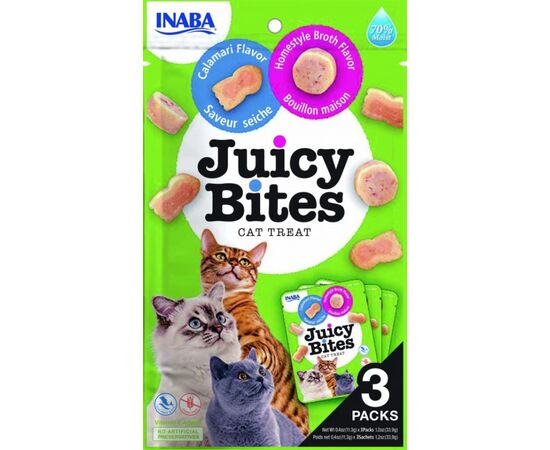 INABA JUICY BITES HOMESTYLE BROTH AND CALAMARI - CAT TREATS - 3X11,3 G