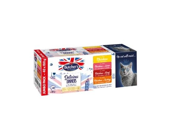 BUTCHER'S DELICIOUS DINNERS JUMBO PACK - WET CAT FOOD - 4 X 100G