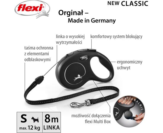 FLEXI NEW CLASSIC 8 M BLACK DOG RETRACTABLE LEAD
