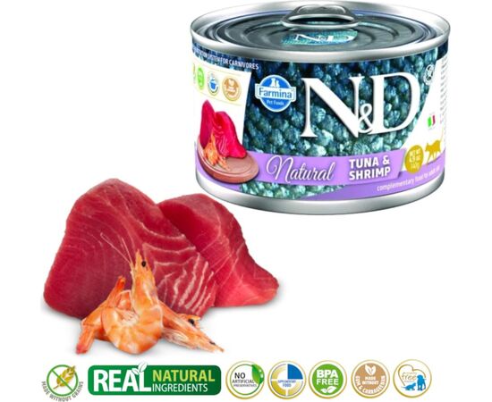 FARMINA N&D CAT NATURAL TUNA&SHRIMP- WET CAT FOOD - 140 G