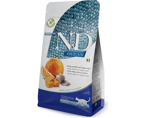 FARMINA PET FOOD HERRING, PUMPKIN & ORANGE ADULT CATS DRY FOOD 1.5 KG