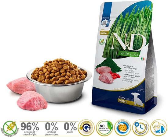 FARMINA N&D SPIRULINA LAMB PUPPY MINI - DRY DOG FOOD - 2 KG