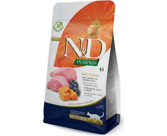 FARMINA N&D PUMPKIN CAT LAMB AND BLUEBERRY NEUTERED ADULT - DRY CAT FOOD - 1.5 KG
