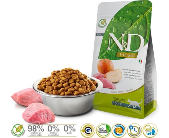 FARMINA N&D PRIME CAT WILD BOAR & APPLE ADULT - DRY CAT FOOD - 5 KG
