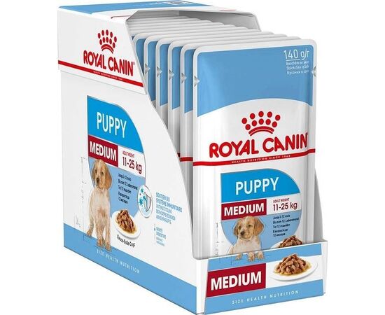 ROYAL CANIN SHN MEDIUM PUPPY IN SAUCE  - WET PUPPY FOOD - 10X140G