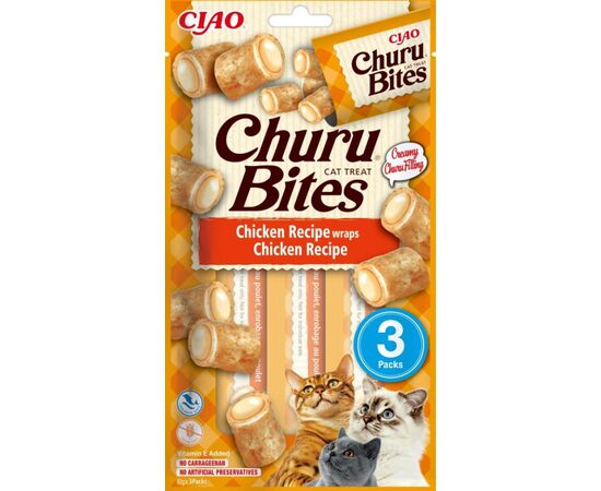 INABA CHURU BITES CHICKEN RECIPE WRAPS - CAT TREATS - 3X10 G