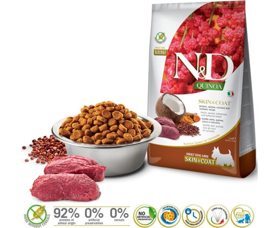 FARMINA N&D QUINOA DOG SKIN&COAT VENISON, COCONUT ADULT MINI  - DRY DOG FOOD - 2.5 KG