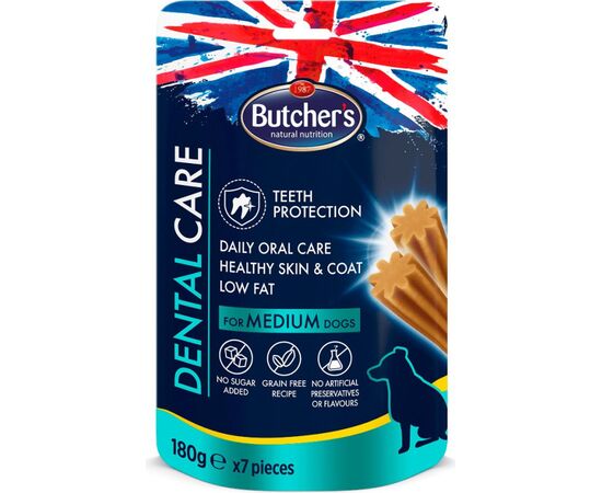 BUTCHER'S DENTAL CARE - DENTAL SNACK FOR MEDIUM SIZED DOGS - 180G