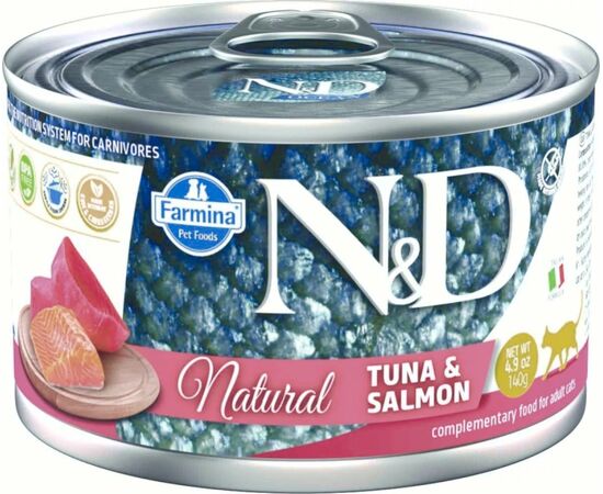 FARMINA N&D CAT NATURAL TUNA&SALMON - WET CAT FOOD - 140 G