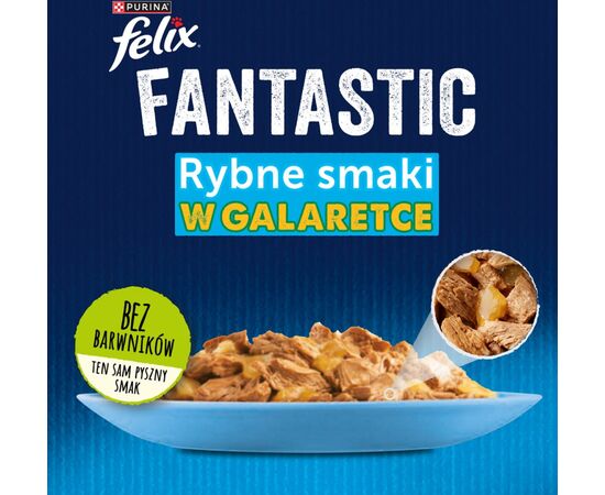 PURINA NESTLE FELIX FANTASTIC FISH FLAVORS IN JELLY WITH TUNA, SALMON, COD AND FLATFISH - (12X 85 G)