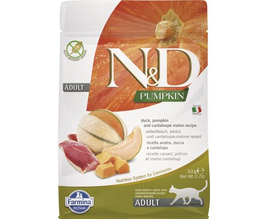 FARMINA N&D PUMPKIN CAT DUCK AND CANTALOUPE MELON ADULT - DRY CAT FOOD - 300 G
