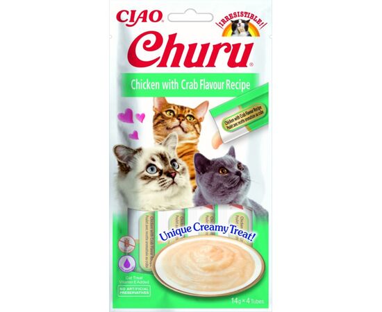 INABA CHURU CHICKEN WITH CRAB RECIPE - CAT TREATS - 4X14 G