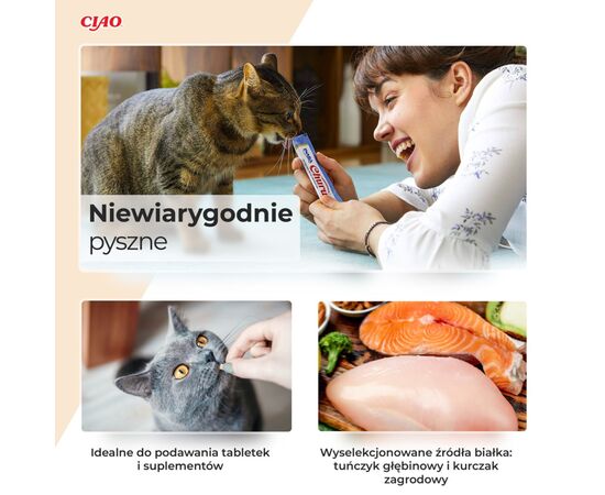 INABA CHURU TUNA WITH BEEF RECIPE - CAT TREATS - 4X14 G