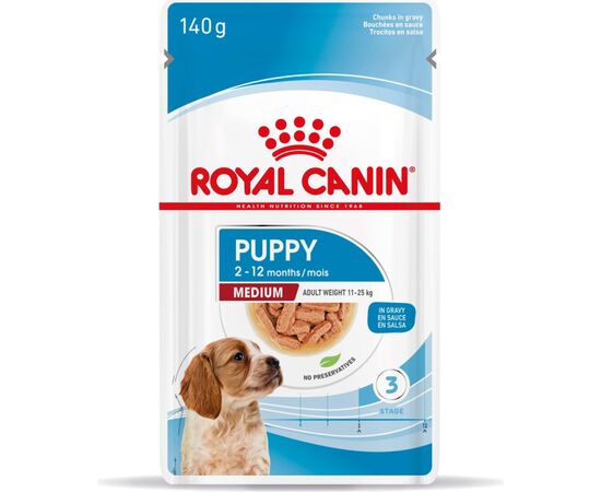 ROYAL CANIN SHN MEDIUM PUPPY IN SAUCE  - WET PUPPY FOOD - 10X140G