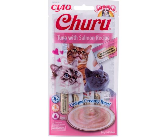 INABA CHURU TUNA WITH SALMON - CAT TREATS - 4X14 G