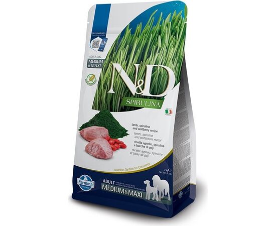 FARMINA N&D SPIRULINA LAMB ADULT MED/MAXI - DRY DOG FOOD - 7 KG