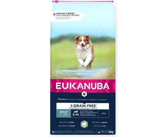 EUKANUBA GRAIN FREE ADULT SMALL&MEDIUM LAMB - DRY DOG FOOD - 12KG