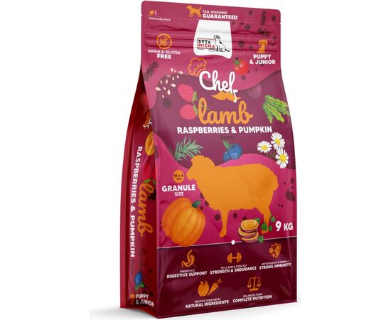 SYTA MICHA CHEF PUPPY LAMB, RASPBERRIES AND PUMPKIN - DRY DOG FOOD - 9KG