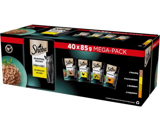 SHEBA DELICACY DROBIOWE SMAKI W GALARETCE - MOKRA KARMA DLA KOTA - 40X85 G