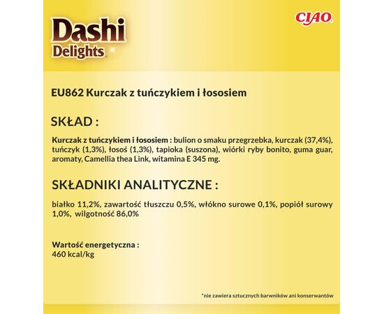 INABA DASHI DELIGHTS CHICKEN TUNA & SALMON BOUILLON - CAT TREAT - 70G